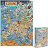 Bopster Puzzle per adulti 1000 pezzi mappa dell'Europa puzzle europeo puzzle 1000 pezzi puzzle per adulti e bambini - Geografia regali di bopster