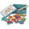 Linian Puzzle Magnetico Legno, Pesca di Gioco Set Magnetico con 15 Pesci Diversi e 1 Polo Magnetico