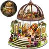 Taimimy Kit fai da te in Miniatura, DIY Case delle Bambole da Costruire in Legno con Luce LED kit di Costruzione per Adulti Decorazione Scaffale, Compleanno Regali di Natale (Casa da Giardino)