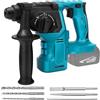 Kistrba Martello perforatore a batteria compatibile con batteria Makita agli ioni di litio da 18 V, senza spazzole, trapano a percussione, 3 funzioni: foratura, trapano a martello, scalpello, con set di 6