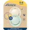 BIOLANE - Tettarelle rotonde- Ciuccio extra sottile- 0-6 mesi- Verde e Beige- Tetella in gomma naturale- Rispetto per lo sviluppo orale - Morbidi e confortevoli- Materiali rinnovabili
