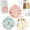 QEEYON 3 Pezzi Kit Ricamo Principianti, Set Ricamo per Adulti, Kit Ricamo Starter Apprendimento di 30 Punti Diversi, Tra Cui Panno con Motivi, Filo, Aghi, Cerchi, Istruzioni (B)