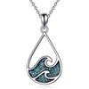 YFN Collana con ciondolo a forma di onda dell'oceano, in argento Sterling e turchese, per la spiaggia, per l'estate, per le donne