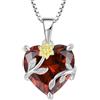 JO WISDOM Collana Girasole Cuore Argento 925 Donna,Ciondolo con Catena Zirconia cubica 3A Gennaio Birthstone Colore Granato