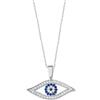MYSTIC JEWELS - Collana in argento sterling 925, protettore del malocchio con ciondolo occhio turco e zirconi bianchi e blu, forma dell'occhio, gioielli amuleto per le donne