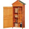 Outsunny Casetta da Giardino 0.3㎡ in Legno di Abete con 2 Ante, Armadio da Esterno Porta Attrezzi con Tetto Antipioggia e 3 Ripiani, 84x52x188cm, Arancione
