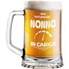 STAMPATEK Boccale per la Birra Regalo Nonno Festa dei Nonni Festa del Papà, 520 ml H 15,3 cm Ø 9,3 cm - Pinta Bicchiere Birra Idea regalo compleanno Natale Nonno in carica