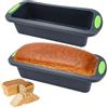 KineticKraft 2 Pezzi Stampo Plumcake Silicone, 28x12x6.5cm Stampo Per Plumcake, Teglia Plumcake Antiaderente, Stampo In Silicone Per Pane per Fare il Pane e il Plumcake,per Forno e Microonde,Grigio Scuro