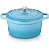 vancasso - Casseruola in ghisa, pentola per il pane, 2 L, diametro di 20 cm, smaltata, con coperchio, per fornelli a gas/in vetroceramica, piano cottura a induzione/forno, rotonda, colore blu