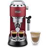 De'Longhi Dedica EC685.R Macchina Caffè Espresso Manuale, Caffè Polvere o Cialde E.S.E., Montalatte classico per Cappuccini, Spegnimento Automatico, Serbatoio 1L, Filtro Singolo/Doppio, Rosso