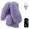 Atrfeel Custodia Peluche per Samsung Galaxy A13 5G,Carino Morbido Peloso Orecchie da Coniglio Hairball Inverno Soffice Caldo Cover Faux Pelliccia Luccichio Diamante Caso,Viola