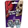 Steve Jackson Games Dragon & Skull Dice Pack Silver | Custom Dice, use with Steve Jackson Games, DND, RPGs, Tabletop Games, and Role-Playing Adventures