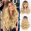 HAIRCUBE Parrucca da Donna, Parrucca Lunga Riccia con Frangia, Parrucche per Donne in Ombre Biondo, Capelli Sintetici Naturali, 22 Pollici, Adatta per Halloween/Feste/Usura Quotidiana(Ombre Biondo)
