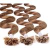 Hair2Heart 25 x 0.5g Extension Capelli Veri Cheratina - 40cm, Colore #8 Biondo Scuro, ondulato