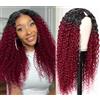CLASSINE Burgundry Parrucca Capelli Umani Parrucca Donna Capelli Veri Umani Burgundry Kinky Curly V Part Wig Human Hair Red Parrucca Riccia Upgrade U Part Wig Curly Human Hair Wig 16 Pollice Glueless Wig