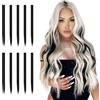 Sofeiyan Extension per capelli colorati per feste, 56 cm, 10 pezzi colorati e lisci, multicolore con clip per capelli, per donne e feste, colore nero