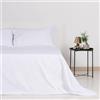 Zenoni & Colombi Lenzuola Matrimoniale 100% Percalle di Cotone TC 210 - Set Completo letto compreso di lenzuolo sopra, sotto e federe, Made in Italy (Matrimoniale, Bianco)