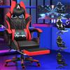 ALFORDSON Sedia da Gaming con Poggiapiedi e Cuscino Lombare, Sedia da Ufficio ergonomica per Computer con Reclinazione a 150°, Sedia da Scrivania per Videogiochi in Pelle, Portata 180 kg, Rosso