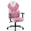 DIABLO X-Gamer 2.0 Sedia Gaming Gamer da Ufficio Design Ergonomico Cuscino Lombare Rivestimento in Tessuto Braccioli Confortevoli (Rosa-Bianco)