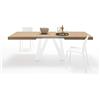 Mobili Fiver, Tavolo Allungabile Romina 160(240) x90 cm, Rovere Naturale con Gambe in Ferro Bianche, per 6-10 persone, Tavolo Cucina, Soggiorno, Made in Italy