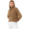 Liu Jo Jeans Liu Jo Maglione Donna, Modello a Dolcevita con Perle dal Fit Regular, in Misto Lana, Colore Marrone Sahara Beige Sahara