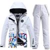 Generico Natale 2024 Tuta da Sci Uomo Tuta da Neve da Uomo, in Due Pezzi, da Sci, da Uomo, Set da 2 Pezzi, Giacca da Sci + Pantaloni, Impermeabile, Traspirante, Antivento, Set da Sci Abbigliamento Neve Bianco