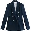 Pohullan Donne Doppio Petto Bianco Blazer Femminile Manica Lunga Elegante Giacca Donna Abbigliamento Da Lavoro Blazer Abiti Formali, blu navy, L