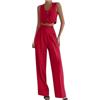 Generisch Tuta da donna blazer, 2 pezzi, giacca a quadri, tinta unita, per feste, abbigliamento sportivo, elegante, per il tempo libero, business, alla moda, Business146, Colore: rosso, S