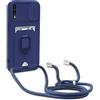 yanasuo Cover con Collana Compatibile con Samsung Galaxy A50/A30S/A50S, Cover con Pratico Cordino, Slidable Protezione Fotocamera Slot Carte 360° Anello Supporto, Blu