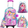 HTgroce Zaino con Ruote Scuola Elementare, Trolley Unicorno, Bambini, Regalo Scolastico