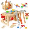 OSDUE Giochi in Legno Cassetta Attrezzi, Cassetta Attrezzi Bambini Giochi Legno Montessori, Giocattoli Regalo per Bambini di 3 4 5 6 7 8 Anni, Educativi in Legno Regalo di Natale