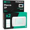 Eurocali Placca Idrobox IP55 Rettangolare con Coperchio 3 Moduli Compatibile con Vimar Plana per Frutti Elettrici Colore Bianco - Confezione da 2