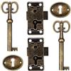 SZQIUNUBI Serratura Di Sicurezza in Metallo Retrò Antica Antiquariato Serratura Serratura in Stile Antico Ferramenta con Decorazione a Chiave per Mobili Antichi Trucco Valigia Cassetto Mobili (2 Pezzi) 古铜色