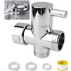 peuqcen Deviatore Doccia 3 Vie Ingresso Femmina G3/4, Uscita Maschio G3/4 e G1/2, Deviatore Doccia, Ottone Massiccio Valvola Deviatore Rubinetto, per Toilette, Bagni, Cucine (Argento)