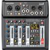Italian Stage IS 2MIX4PRO - Mixer audio stereo 4 canali + DSP Multi FX, Lettore/registratore USB integrato e Bluetooth, Nero