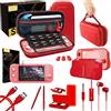 Orzly Kit Accessori per Nintendo Switch Lite - Include: Custodia e Pellicola Protettiva Switch Lite, Grip Case Cover, Cavo USB, Cuffie, e Altri Accessori Switch Lite - Rosso
