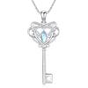 ABIGY Collana con chiave con pietra di luna, collana da donna in argento 925, collana portafortuna per donne e amici, Argento sterling