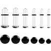 Vankula Set Dilatatori Lobo 12 pz 1.6-6mm Vetro Dilatatore Tunnel Orecchio con O-Ring Piercing Lobe Espansioni Gioielli Uomo Donna Nero