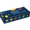 KREUL 90598 - Vernice per tessuti Javana per tessuti chiari e scuri, set di colori base, 6 colori da 20 ml e un pennello, colore brillante con carattere pastoso.