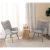 meublescosy MEUBLE COSY Set di 2 Poltrona Imbottita Sedia da Salotto con Braccioli Poltroncina Relax con Schienale Alto e Cuscino Spesso Gambe in Metallo per Camera da Letto Soggiorno in Tessuto Grigio