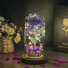 Hemiro Rosa eterna in vetro, regalo per la festa della mamma, rosa in vetro con LED in una cupola di vetro, regalo per donne, mamma, nonna, fidanzata (viola)