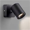 AWEKLIY Faretto da Parete orientabile, LED 5W Applique da Parete, Girevole a 350° Lampada da Comodino, 3000K Bianco Caldo, Spot da Parete Alluminio, per Camera Scale Soggiorno Cucina Hotel, Nero