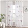 MIULEE Tende Interni Moderne 2 Pezzi 140x260 CM, Voile Tenda Finestra Interno Salotto, Tenda Trasparente con Ricami a Foglie Bianche e Rosa Antico, Fantasia Tende Camera da Letto Soggiorno Occhielli