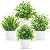 Tkxjry 4 Pezzi Piccole Piante Decorative Finte, Mini Piante Artificiali Verdi in Vaso Plastica, Piante Artificiali Verdi, per Soggiorno e Decorazione della Casa, Scrivania, Ufficio