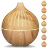 Hianjoo Diffusore di oli essenziali, Hianjoo 180ml Diffusore di Aromaterapia, Ultrasuoni Aromaterapia Diffusore Umidificatore a Nebbia Fredda con 7 Luci Colorate per Ufficio e Casa (Marrone Chiaro)