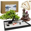 LuXianYS Giardino Zen Kit 12 x 8,Mini Giardino Zen da Tavolo con Sabbia Bianca Artificiale Bonsai, Set Regalo Giapponese,Giardino Zen Giapponese,Vassoio per la Decorazione Della Stanza da Meditazione