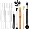 Weniubit 15 Pezzi Spazzola per Caffè, Multiuso Pennello Caffè Set Coffee Tool per la Pulizia Della Macchina da Caffè, Bottiglie, Provetta, Bocca di Bollitore, Lavandino