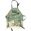 ABAKUHAUS Natale Grembiule, Renne di Babbo Natale, Comodo per la Cucina Unisex con Collo Regolabile per Cucinare Cuocere Arrostire e Giardinaggio, Beige Verde Bianco