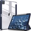 FINTIE Custodia per iPad Pro 12.9 (6a Generazione 2022) - [Built-in Pencil Holder] Antiurto Sottile Case Posteriore Trasparente Cover per iPad Pro 12.9 2021/2020/2018, Blu Scuro