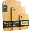 Praknu Set di 3 taglieri in legno - versatile e robusto - tagliere sostenibile FSC bambù per verdure, carne e pane - diverse dimensioni